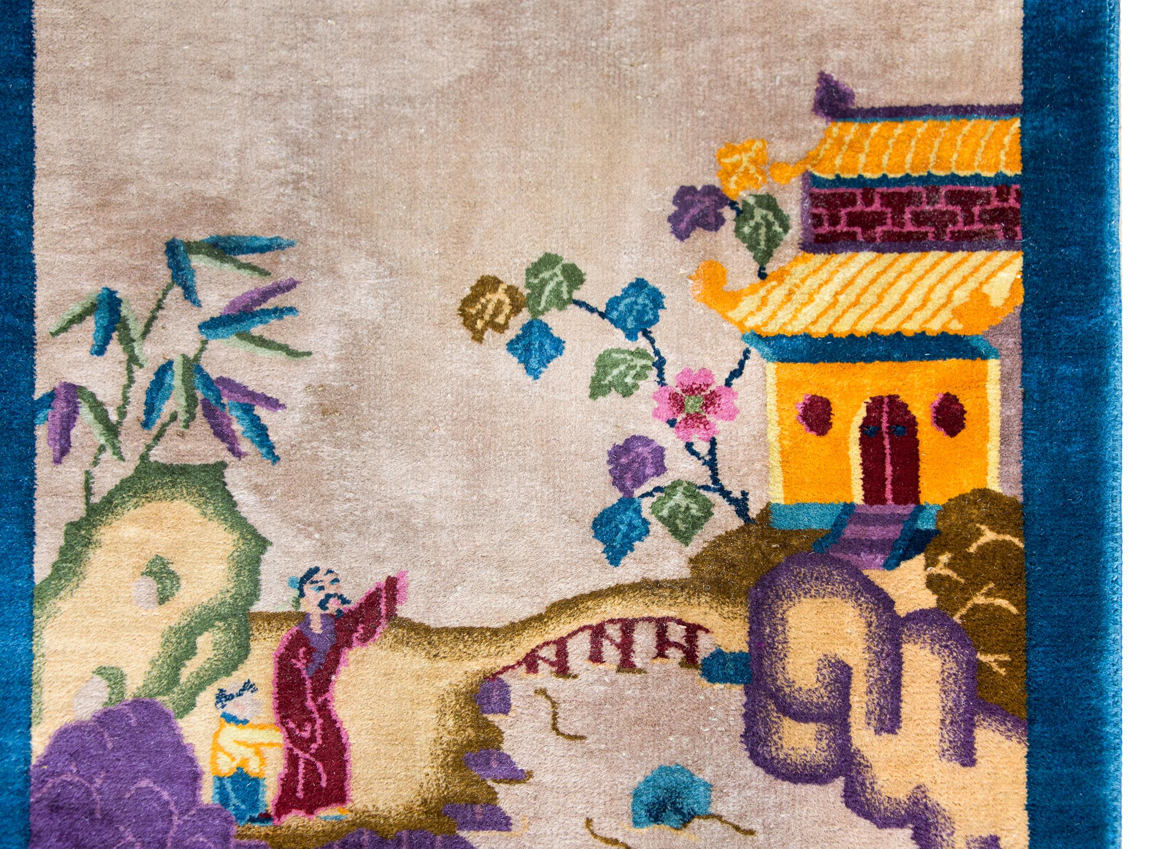 Chinesischer Art-Déco-Teppich aus dem frühen 20. im Zustand „Gut“ im Angebot in Chicago, IL