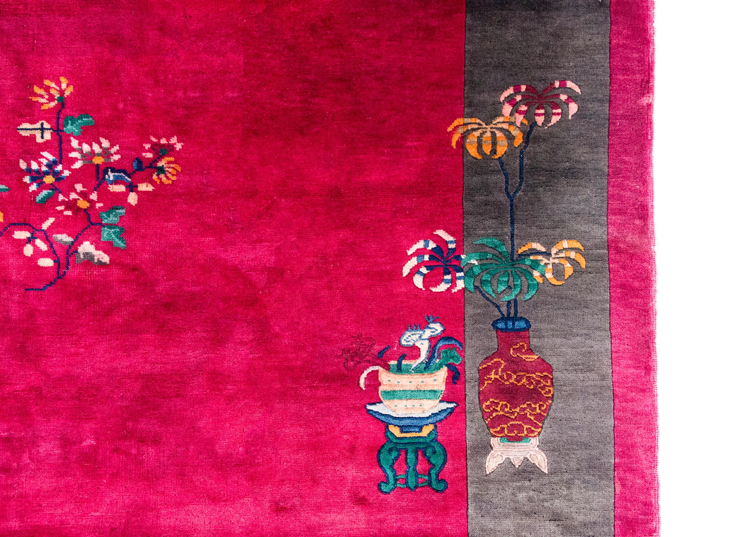 Noué à la main Tapis Art Déco chinois du début du 20ème siècle en vente