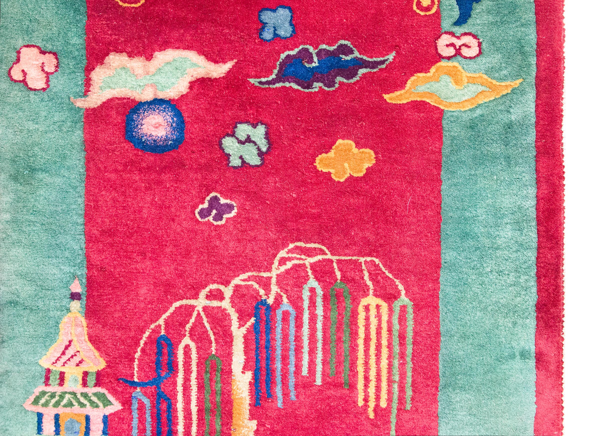 Noué à la main Tapis Art Déco chinois du début du 20ème siècle en vente