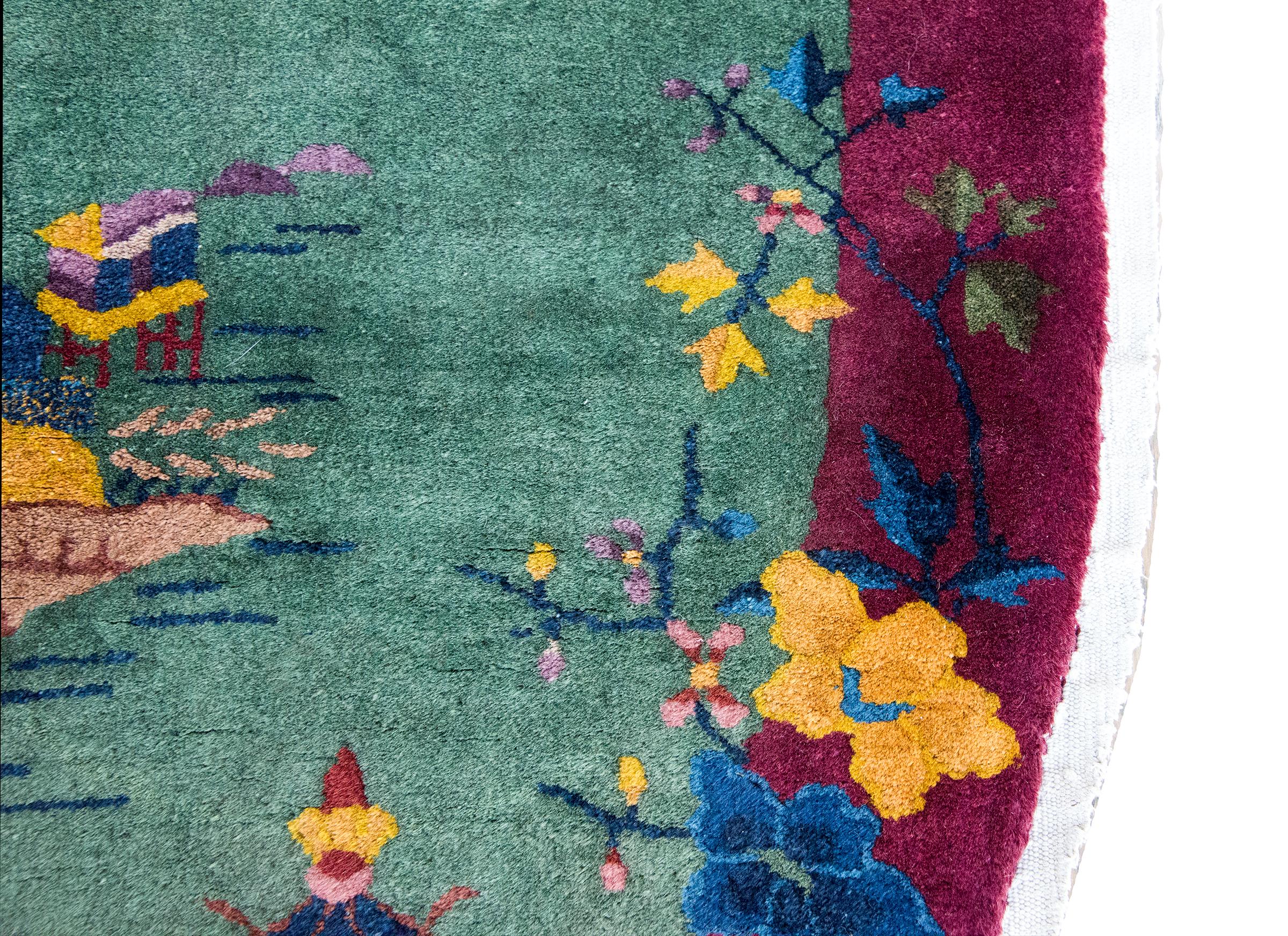 Noué à la main Tapis Art Déco chinois du début du 20ème siècle en vente
