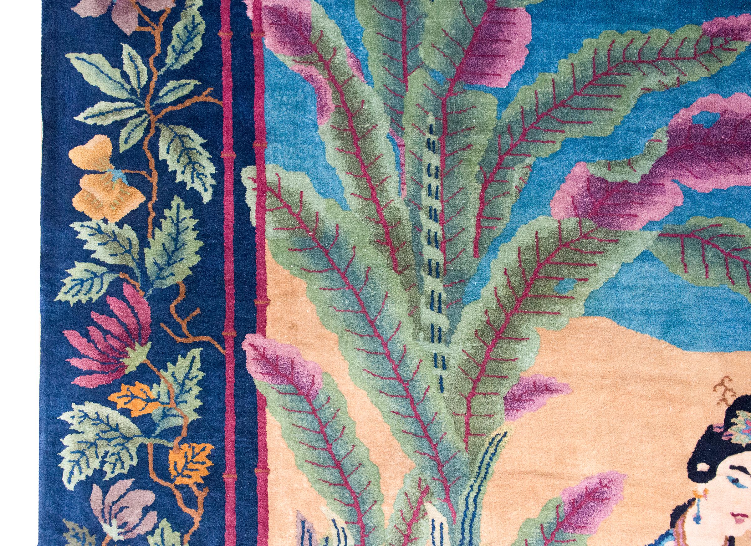 Early 20th Century Chinese Art Deco Rug im Zustand „Gut“ im Angebot in Chicago, IL