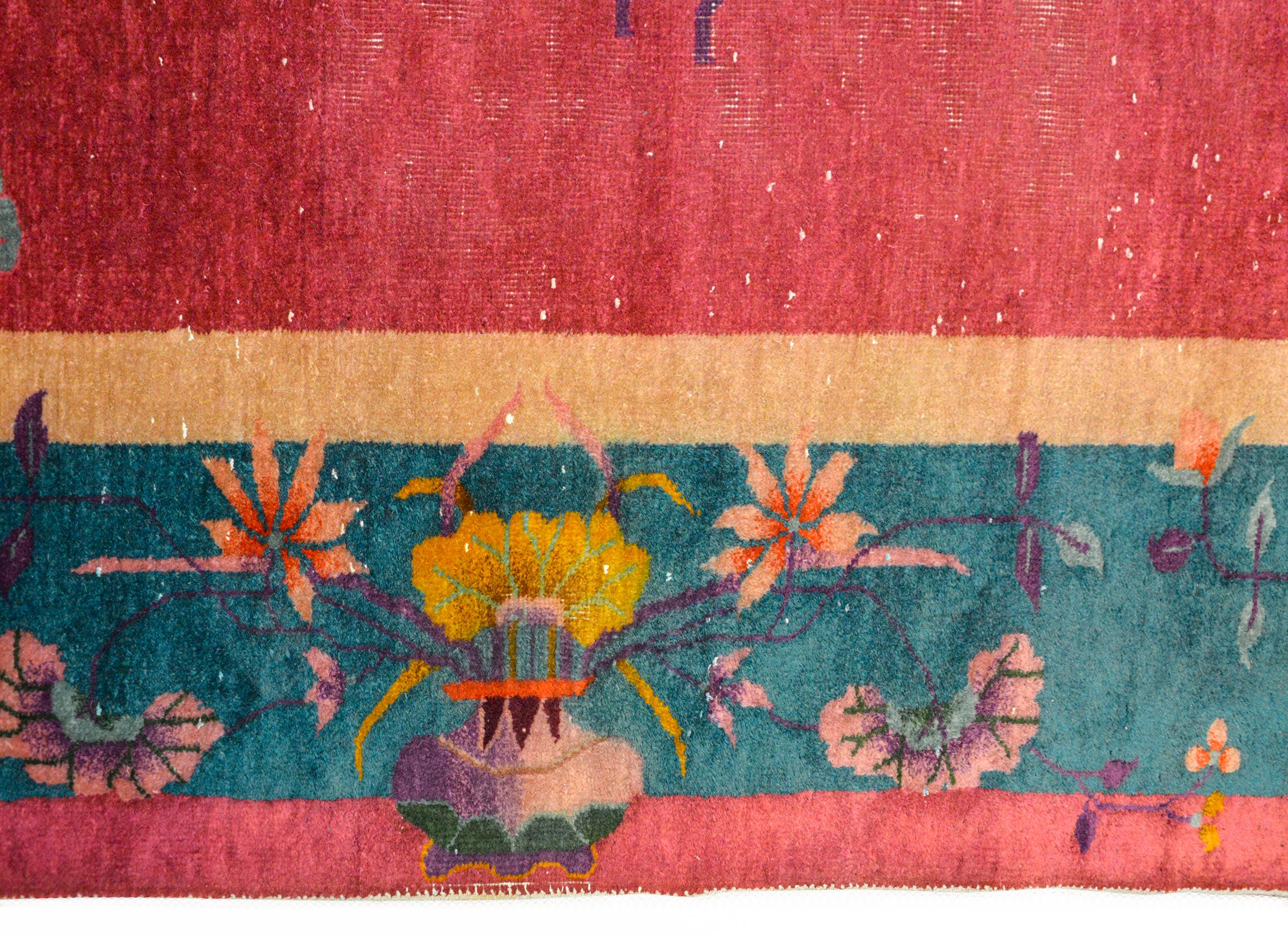 Chinesischer Art-déco-Teppich des frühen 20. Jahrhunderts (Wolle) im Angebot