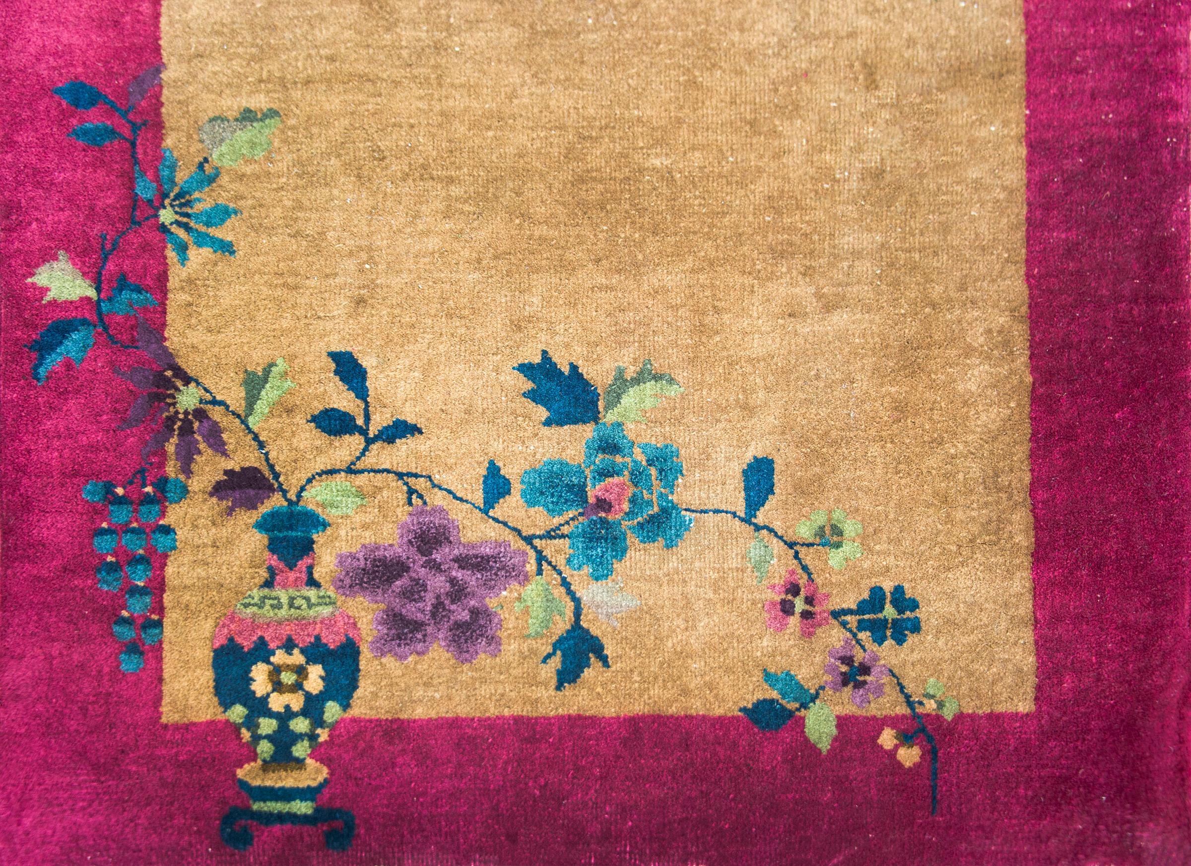 Chinesischer Art-déco-Teppich des frühen 20. Jahrhunderts (Wolle)