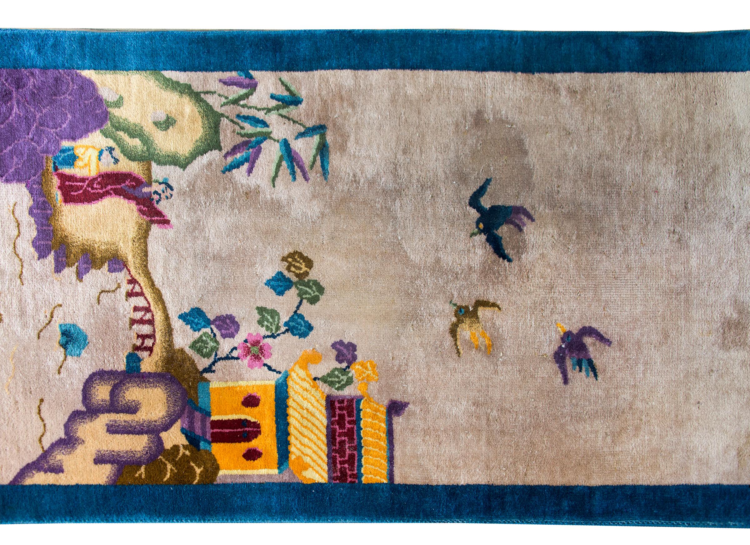 Chinesischer Art-Déco-Teppich aus dem frühen 20. (Wolle) im Angebot