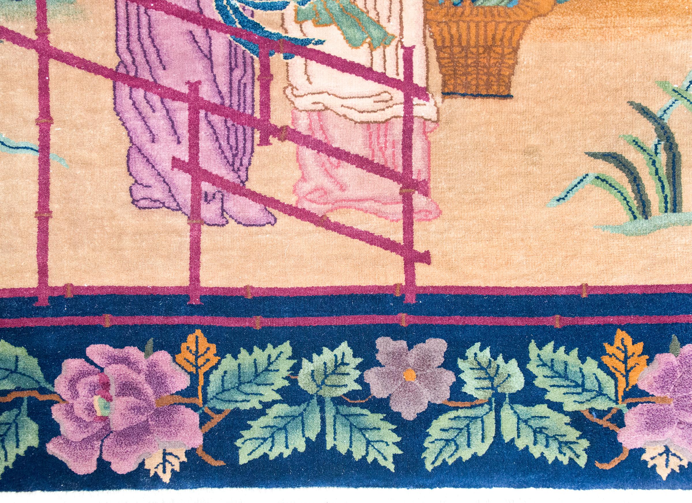 Early 20th Century Chinese Art Deco Rug (Wolle) im Angebot