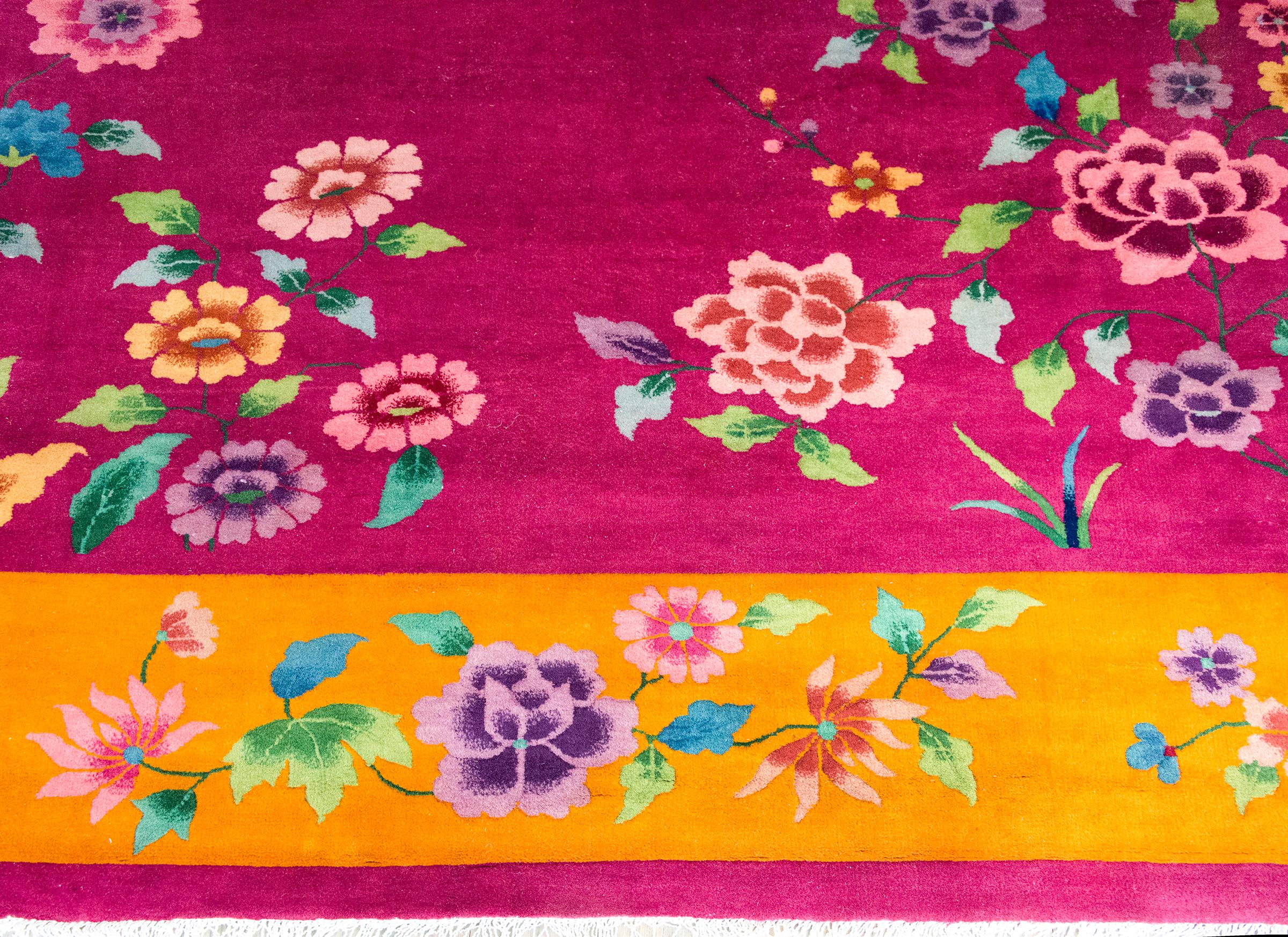 Early 20th Century Chinese Art Deco Rug (Wolle) im Angebot