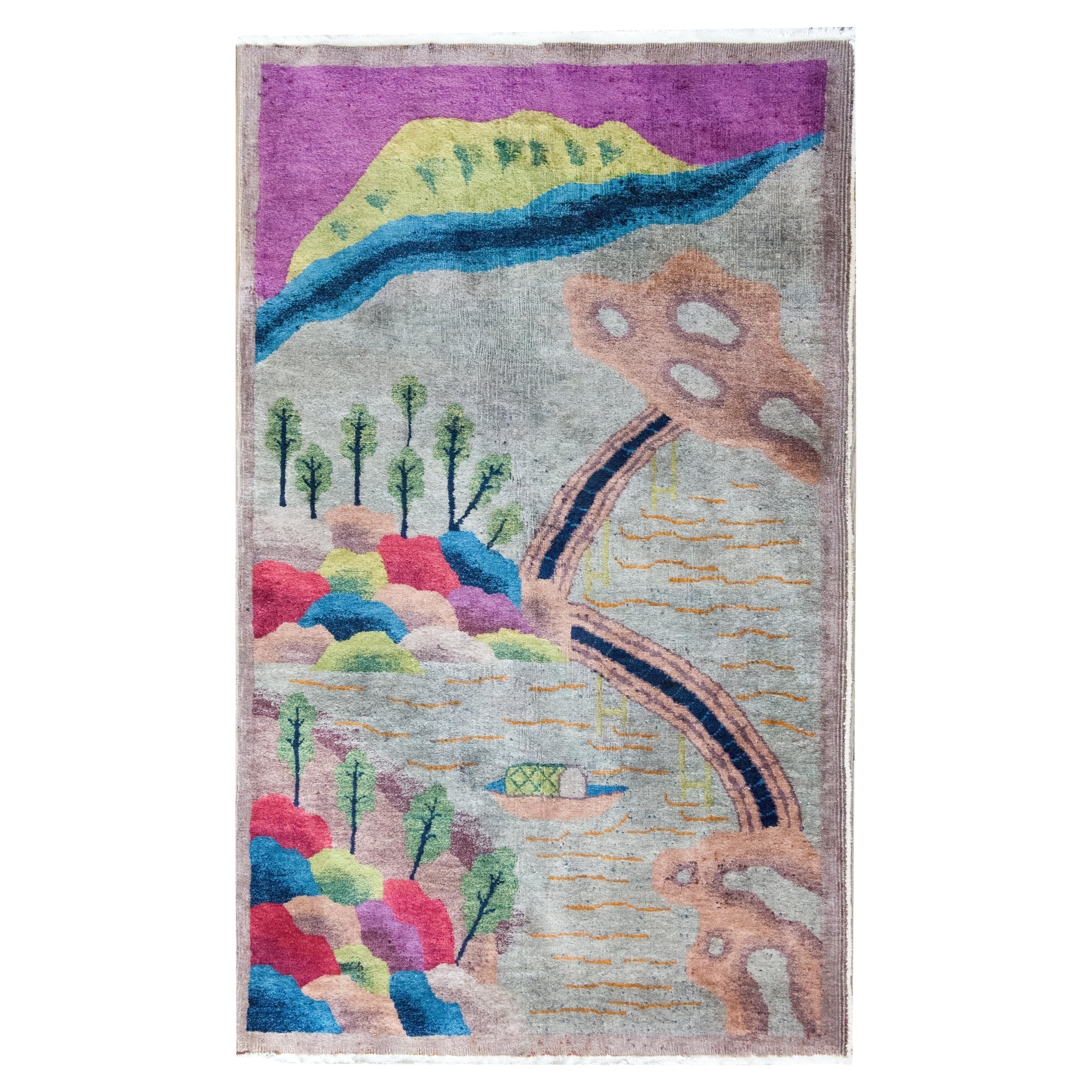 Early 20th Century Chinese Art Deco Rug For Sale