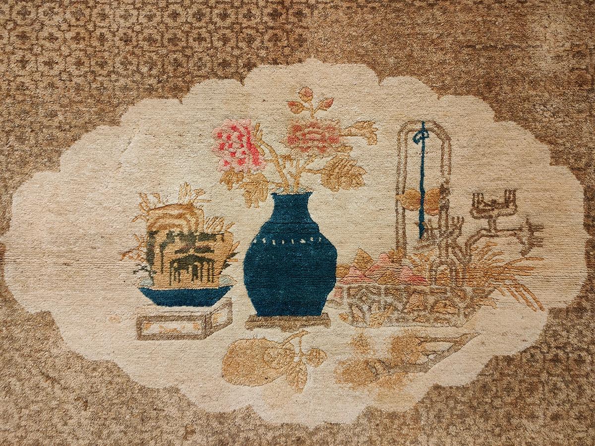 Hand-Knotted Early 20th Century Chinese Baotou Carpet ( 4 4