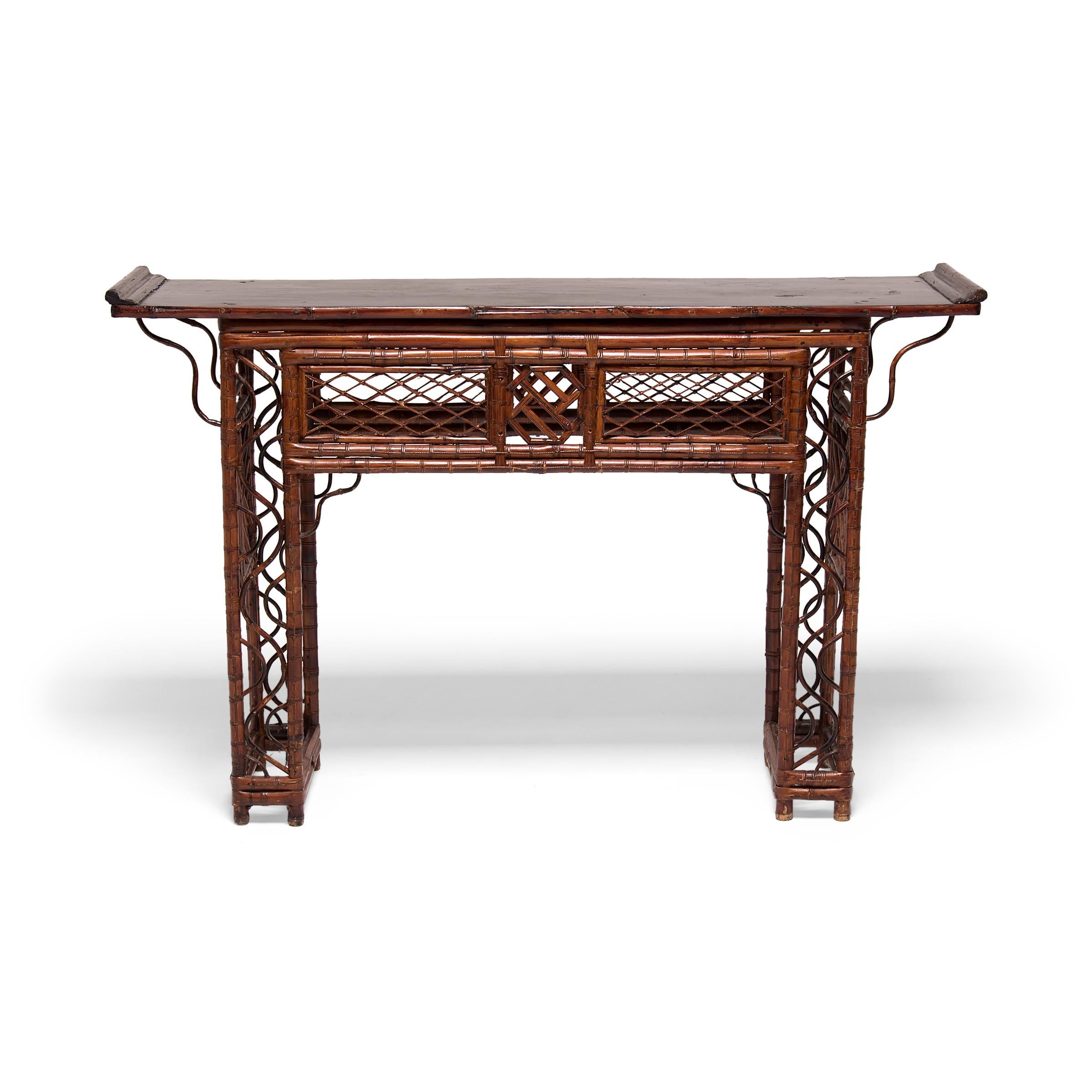 Early 20th Century Chinese Bent Bamboo Altar Table 1
