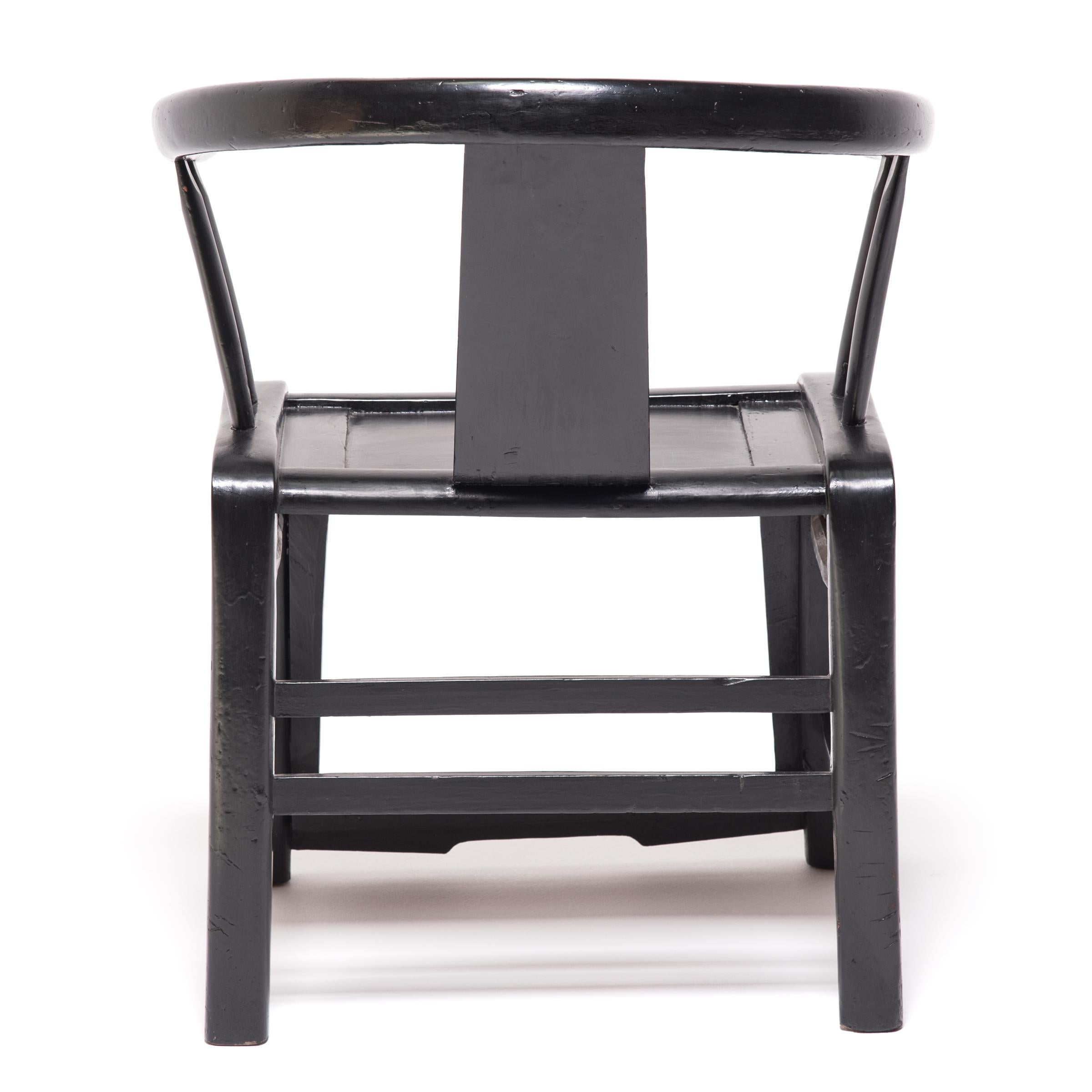 Qing Chinese Black Roundback Chair, c. 1850