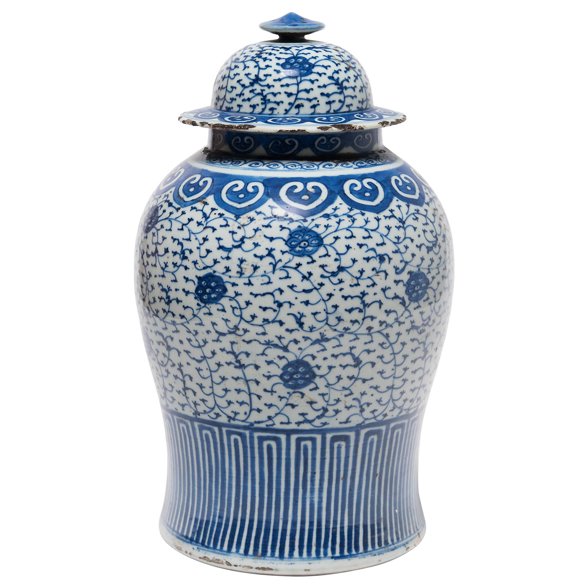 Early 20th Century Chinese Blue and White Baluster Jar