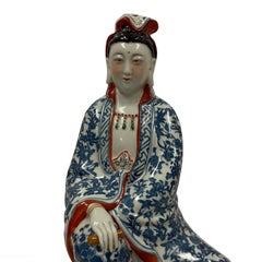 Early 20th Century Chinese Blue and White Porcelain Kwan Yin Statuary