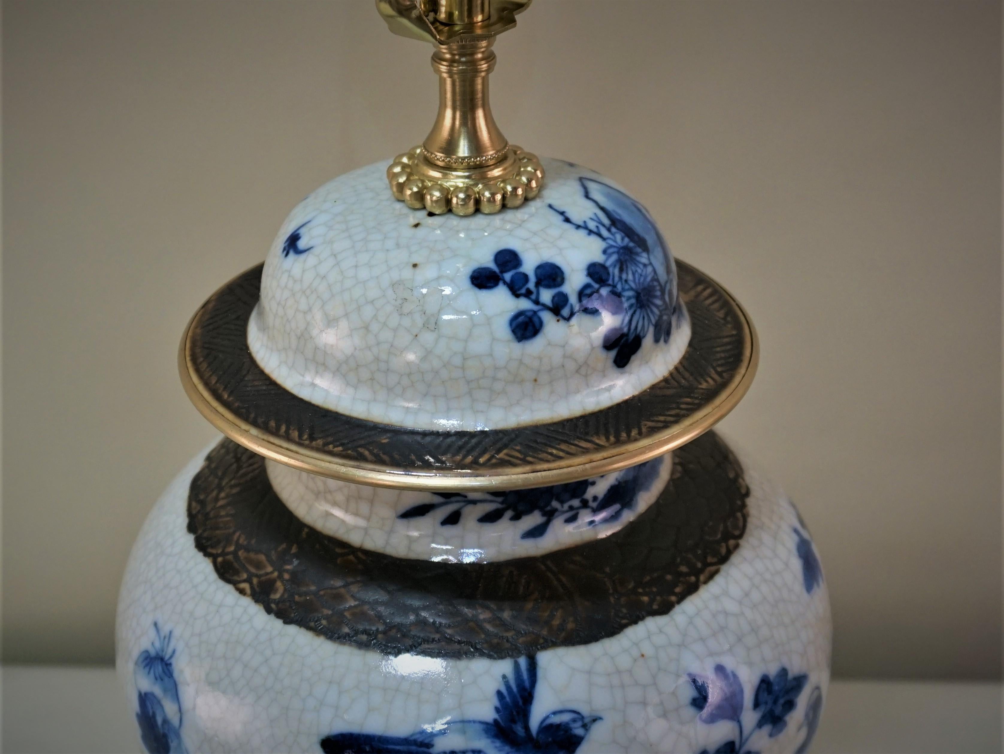Early 20th Century Chinese Blue and White Porcelain Table Lamp 6