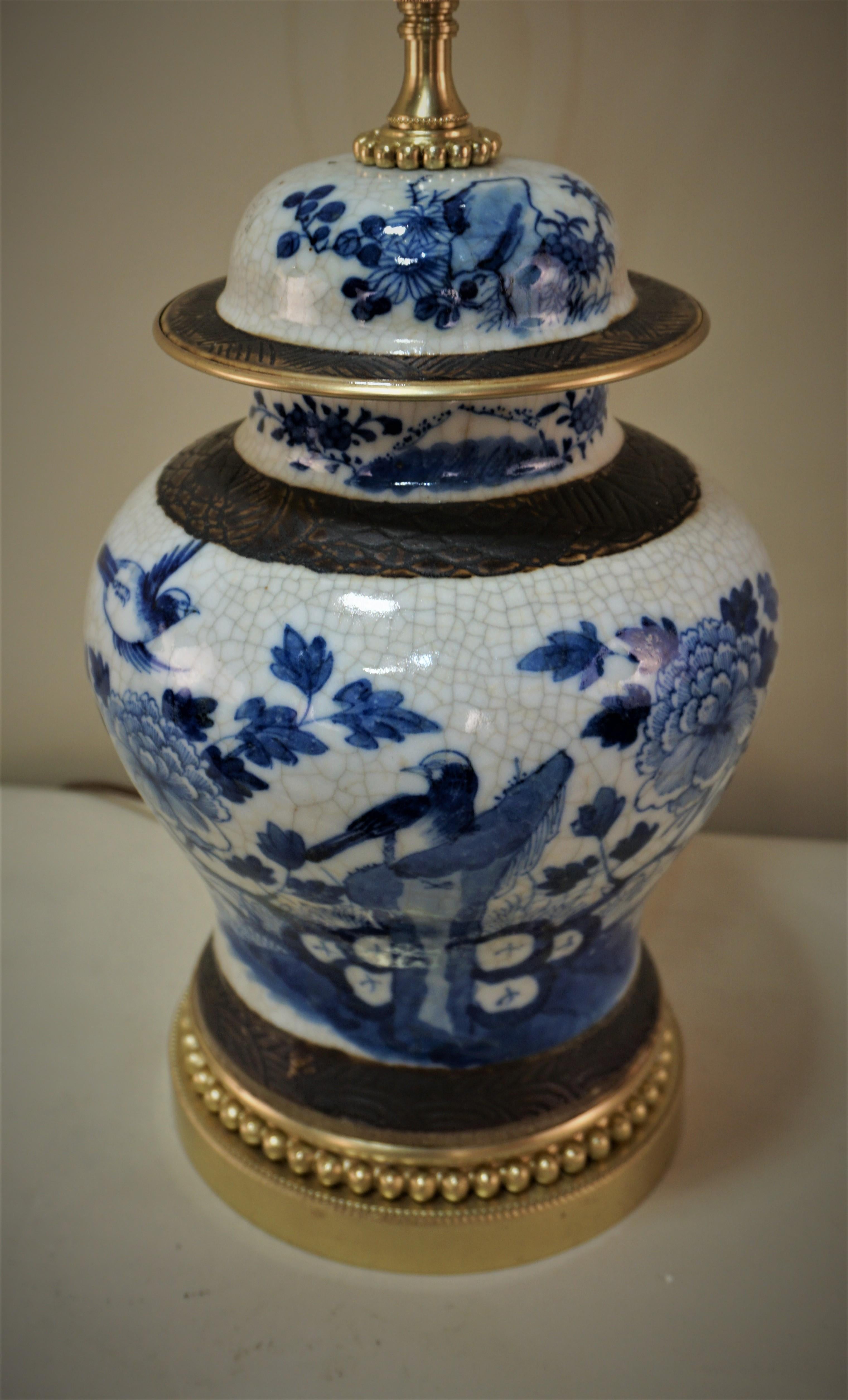 Early 20th Century Chinese Blue and White Porcelain Table Lamp 1