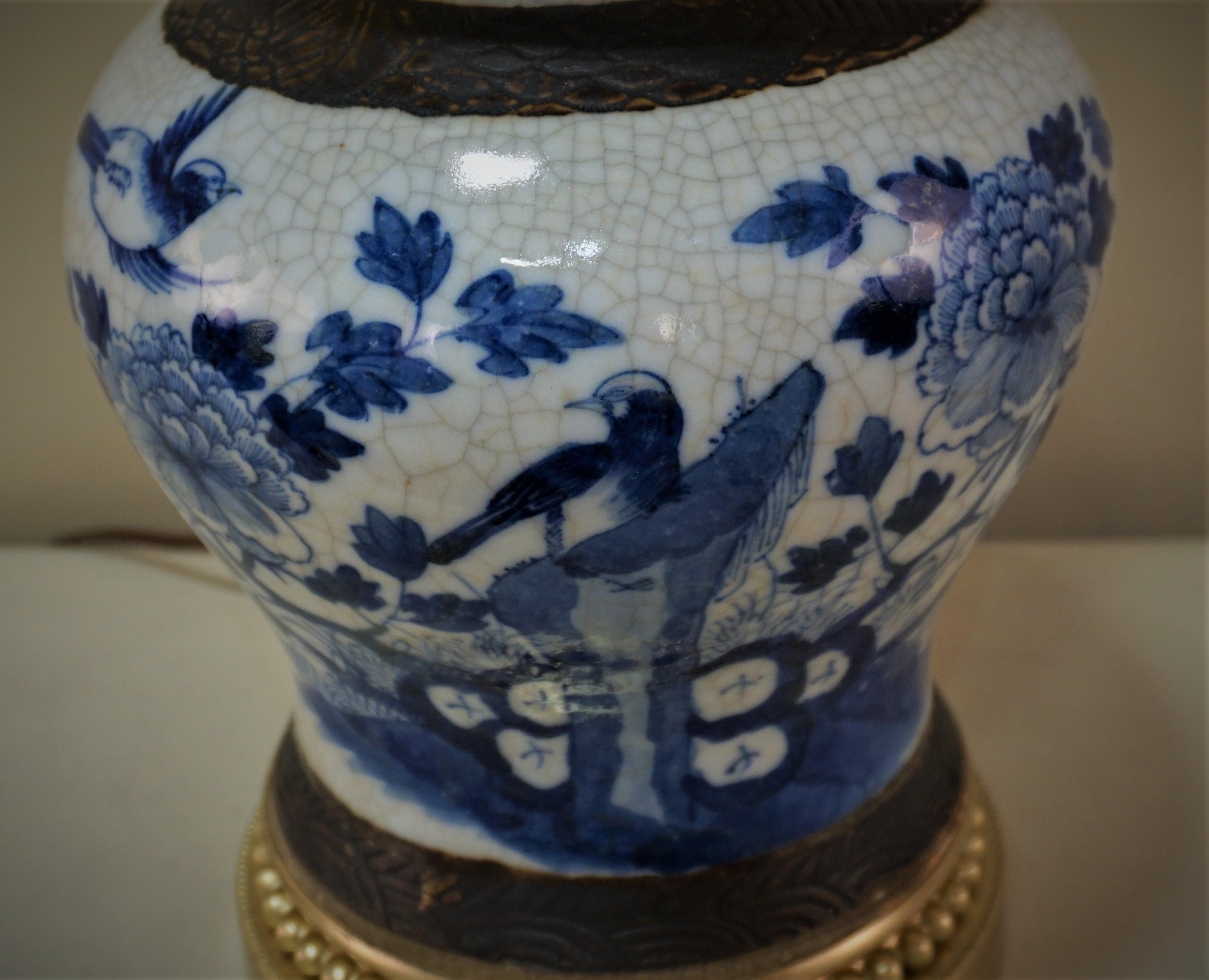 Early 20th Century Chinese Blue and White Porcelain Table Lamp 2