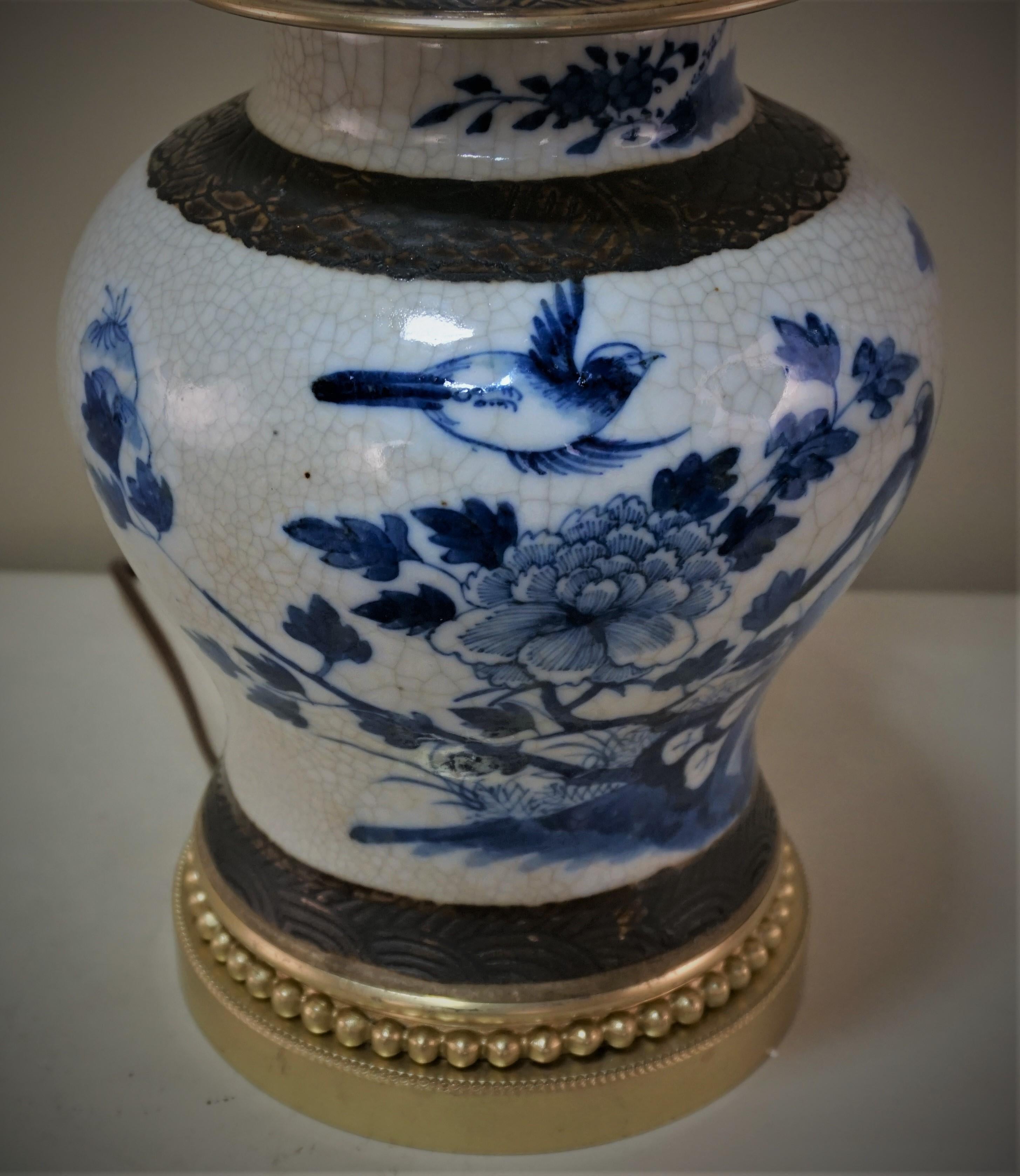 Early 20th Century Chinese Blue and White Porcelain Table Lamp 4