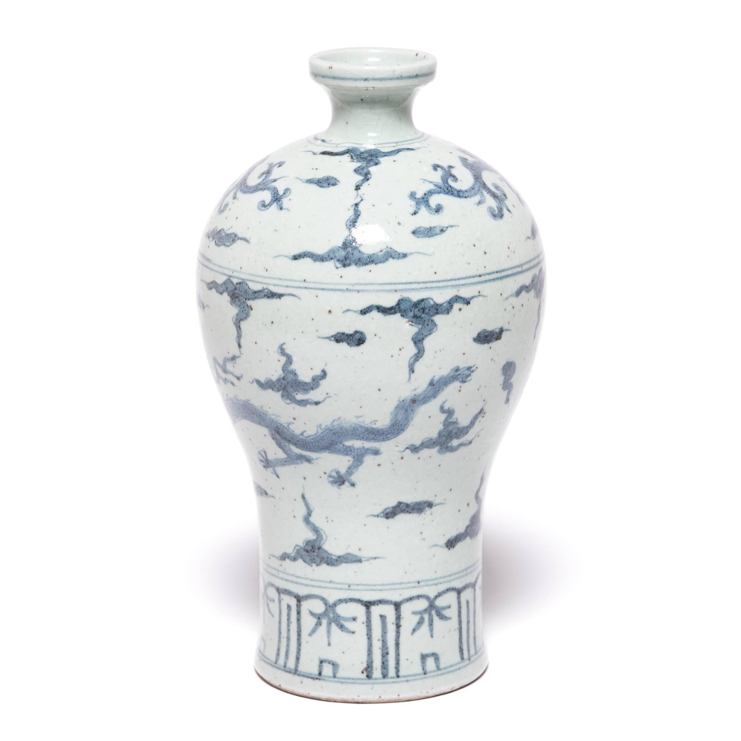 Chinese blue-and-white porcelain has inspired ceramists worldwide since cobalt was first introduced to China from the Middle East thousands of years ago. Made in Beijing, this contemporary version of a classic vase showcases traditional