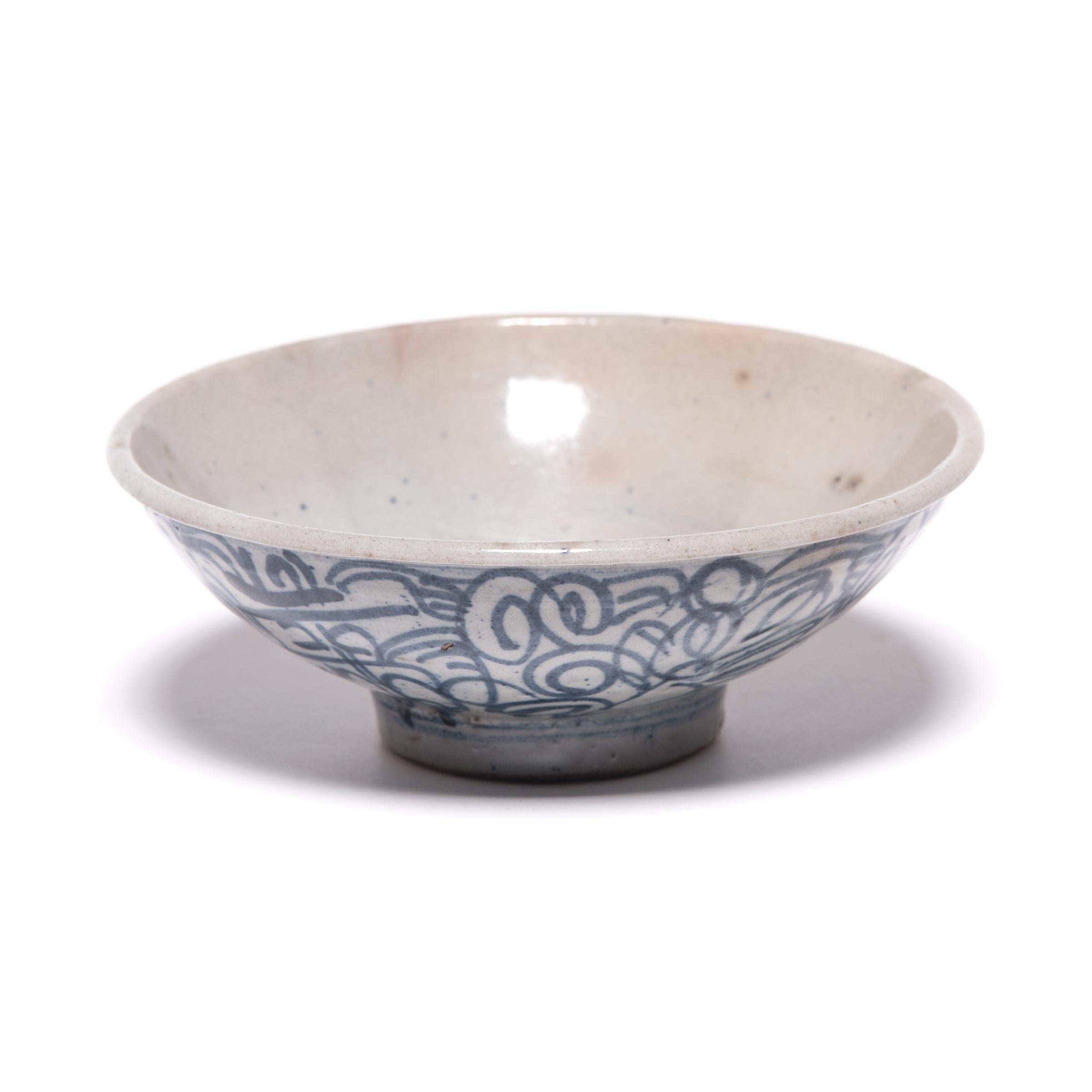 Glazed Chinese Blue and White Rice Bowl, c. 1900