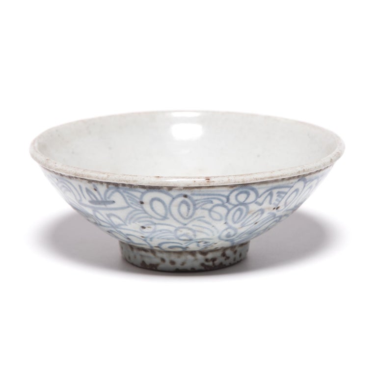 Early 20th Century Chinese Blue and White Rice Bowl For Sale at 1stDibs