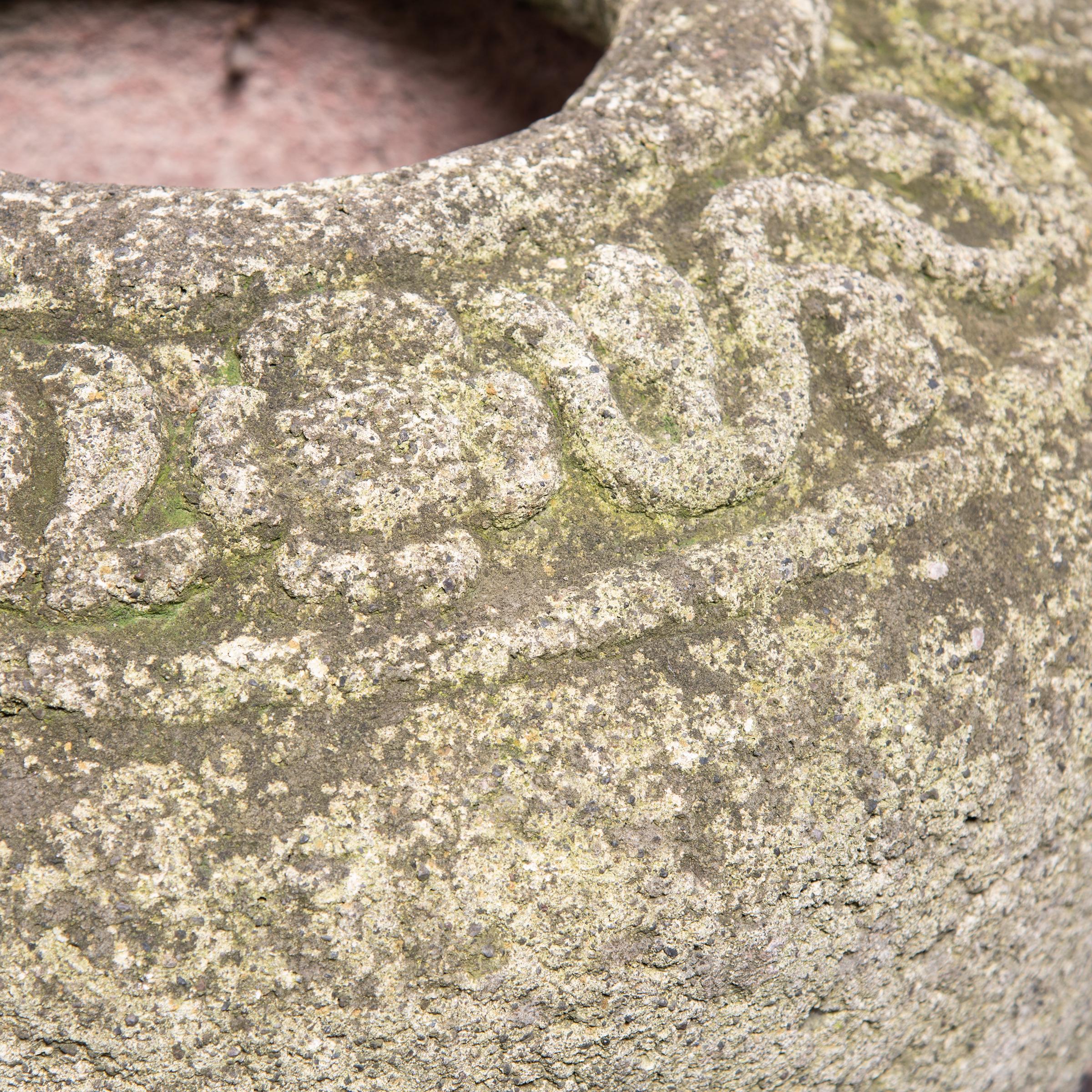 Qing Early 20th Century Chinese Botanical Runner Stone Sculpture