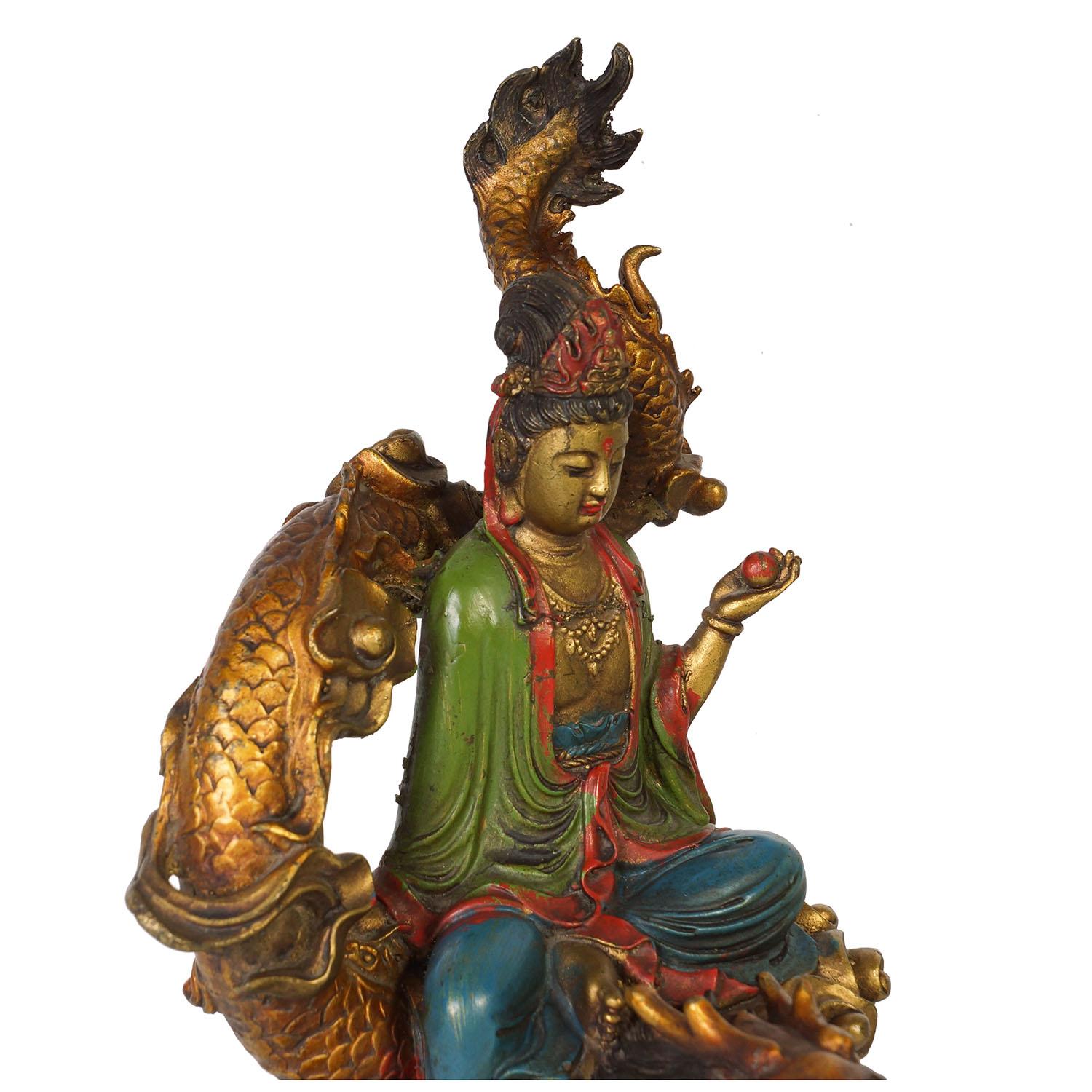 Bronzo Scultura Kwan Yin in bronzo cinese dei primi del Novecento in vendita