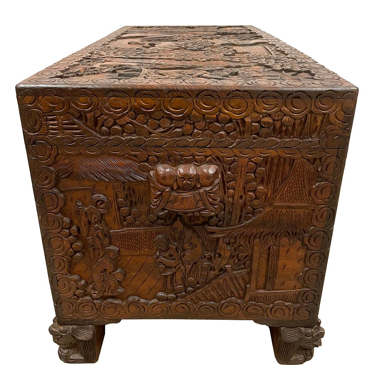 Early 20th Century Chinese Carved Camphor Wood Hope Chest 5
