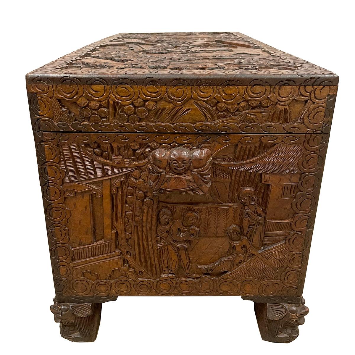 Early 20th Century Chinese Carved Camphor Wood Hope Chest 6