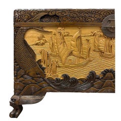 Early 20th Century Chinese Carved Camphor Wood Hope Chest