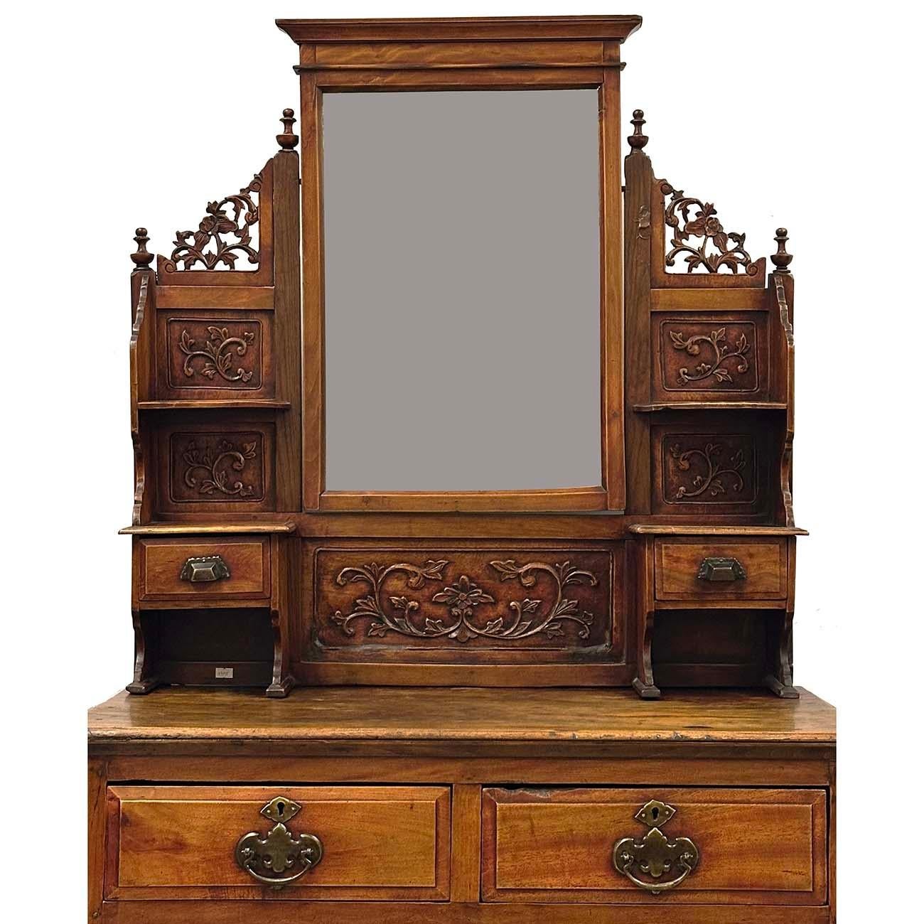 Hand-Carved Early 20th-Century Chinese Carved Dresser with American Style influence For Sale