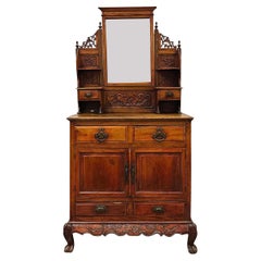 Antique Early 20th-Century Chinese Carved Dresser with American Style influence