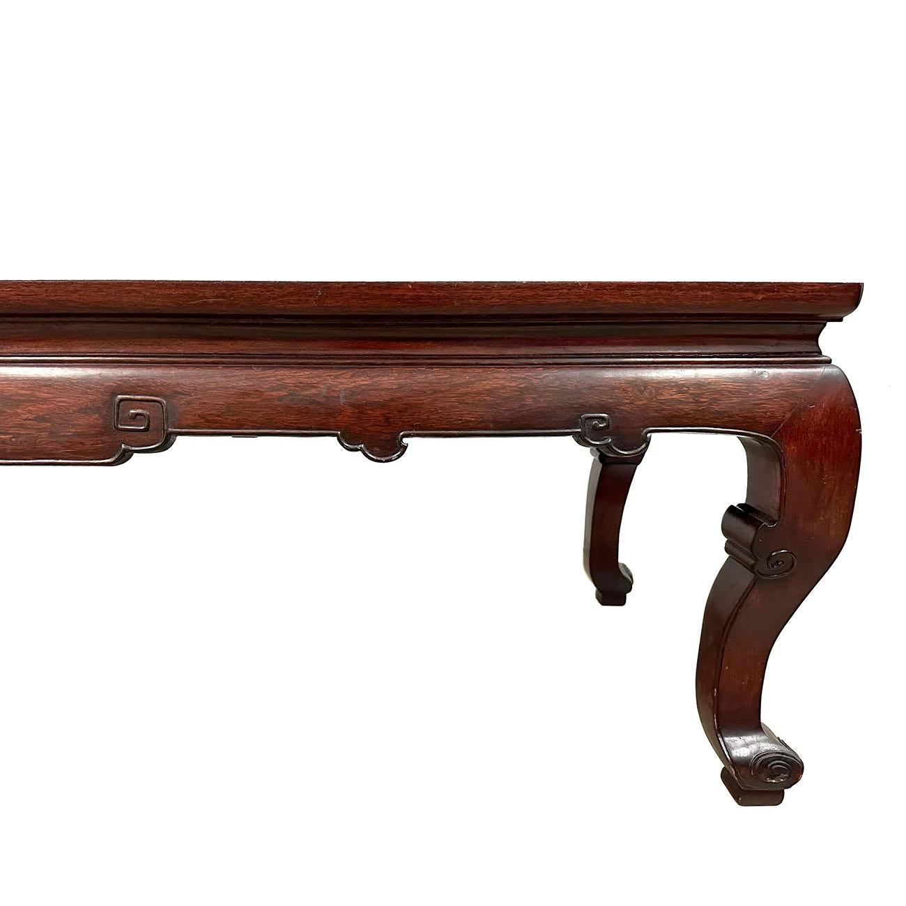 Cloissoné Early 20th Century Chinese Carved Hardwood Coffee Table With Cloisonne Inlay on  For Sale