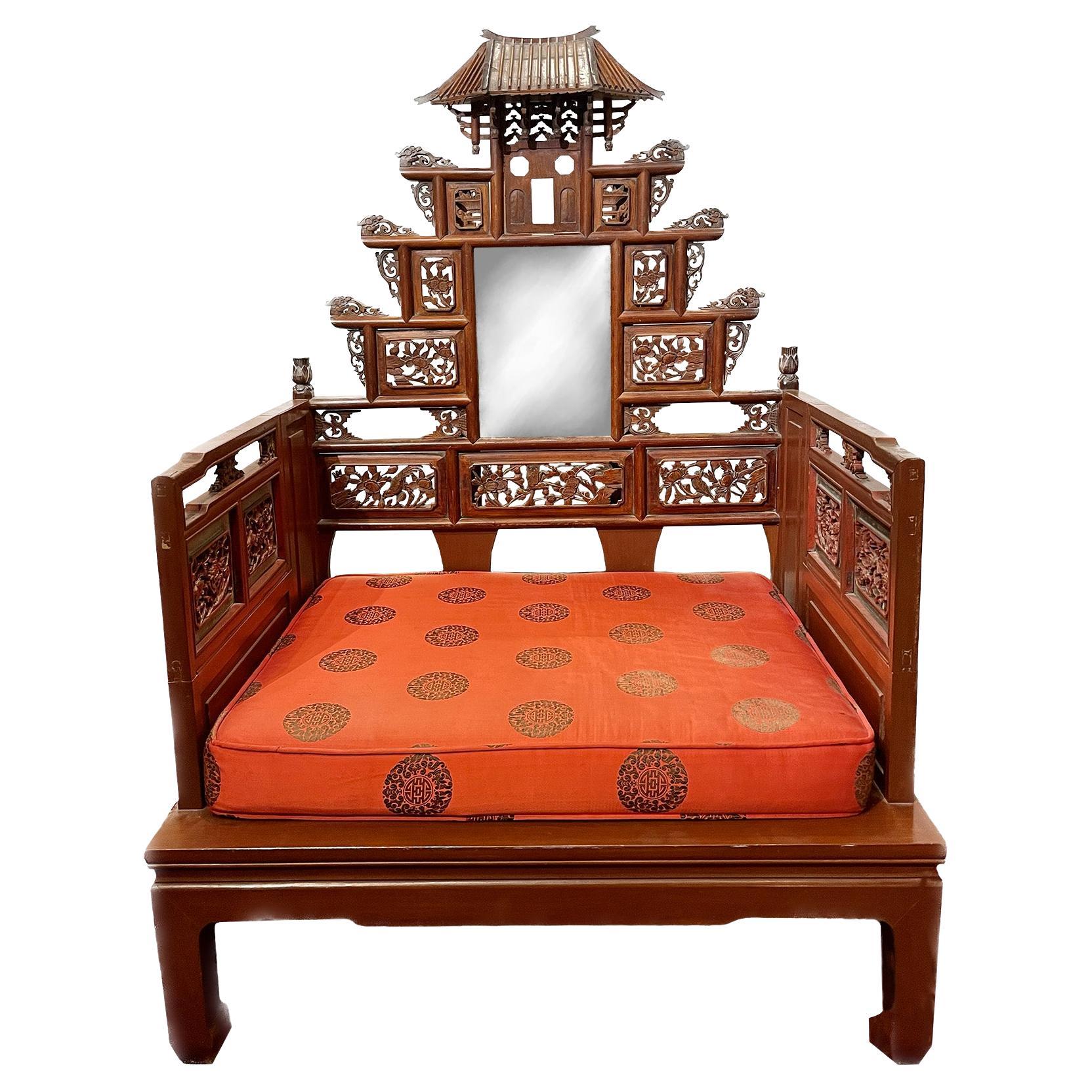Early 20th Century Chinese Carved Meditation Chair For Sale