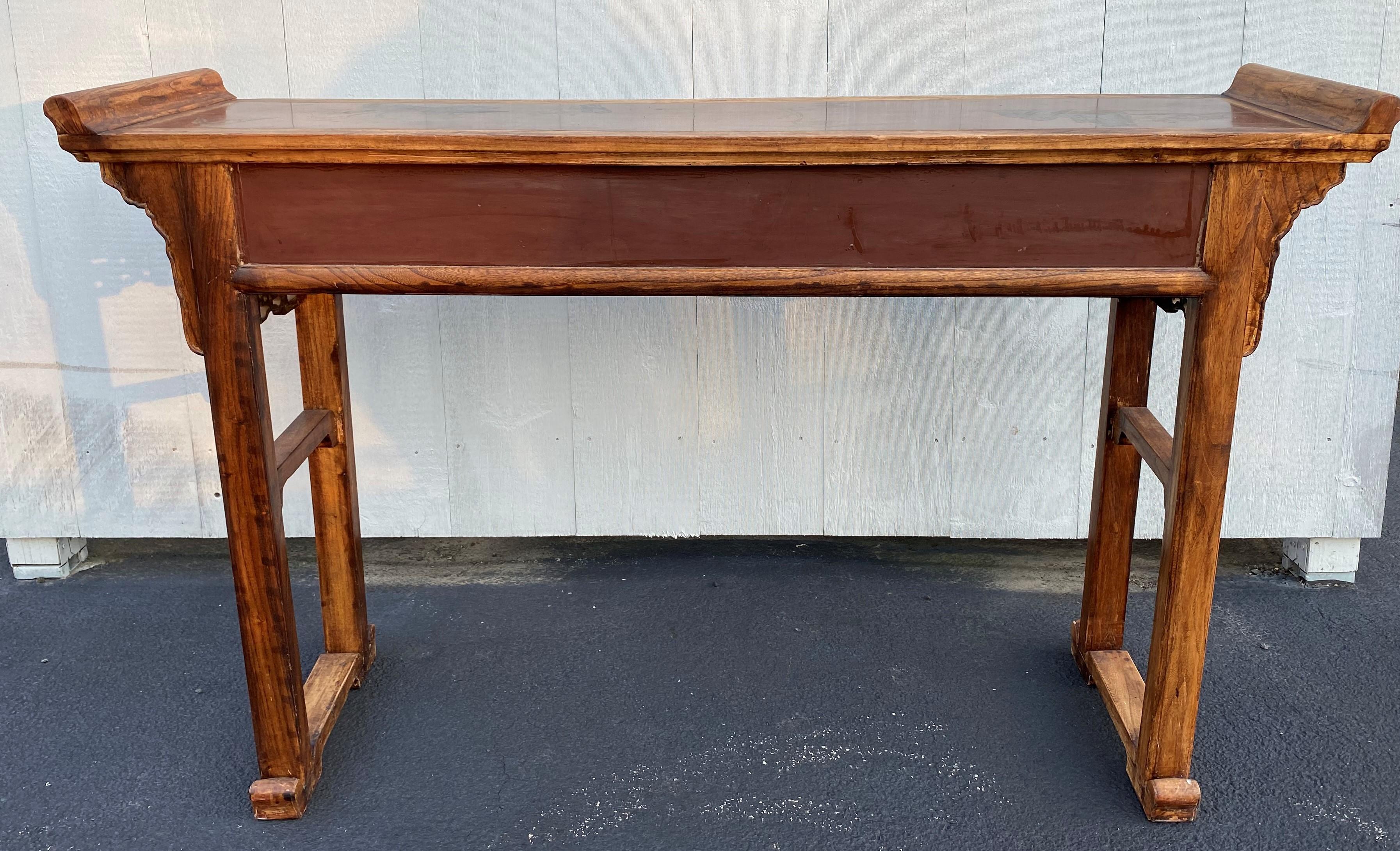 Early 20th Century Chinese Carved Polychrome Three-Drawer Hardwood Altar Table 10