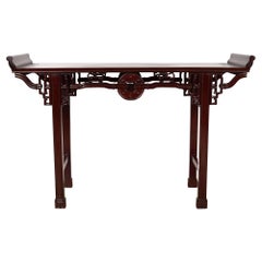 Antique Early 20th Century Chinese Carved Rosewood Altar Table