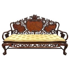 Early 20th Century Chinese Carved Rosewood Long Bench, Sofa