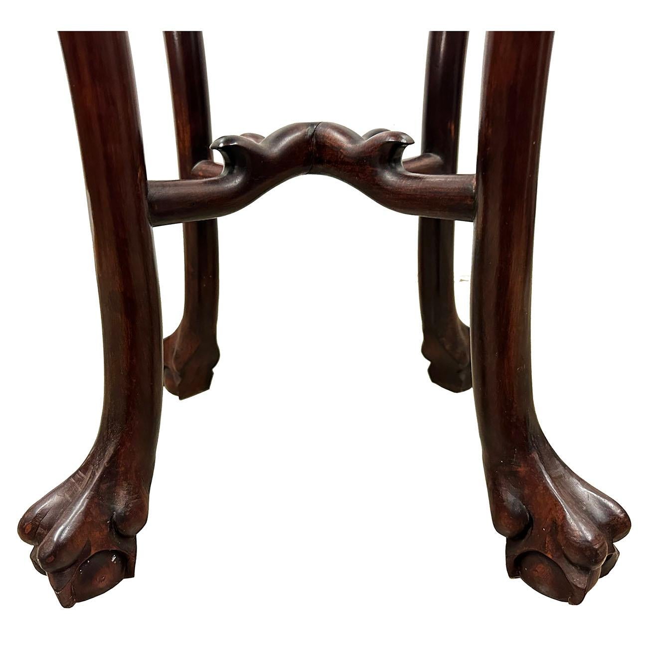 Early 20th Century Chinese Carved Rosewood Pedestal Table/Plant Stand For Sale 3