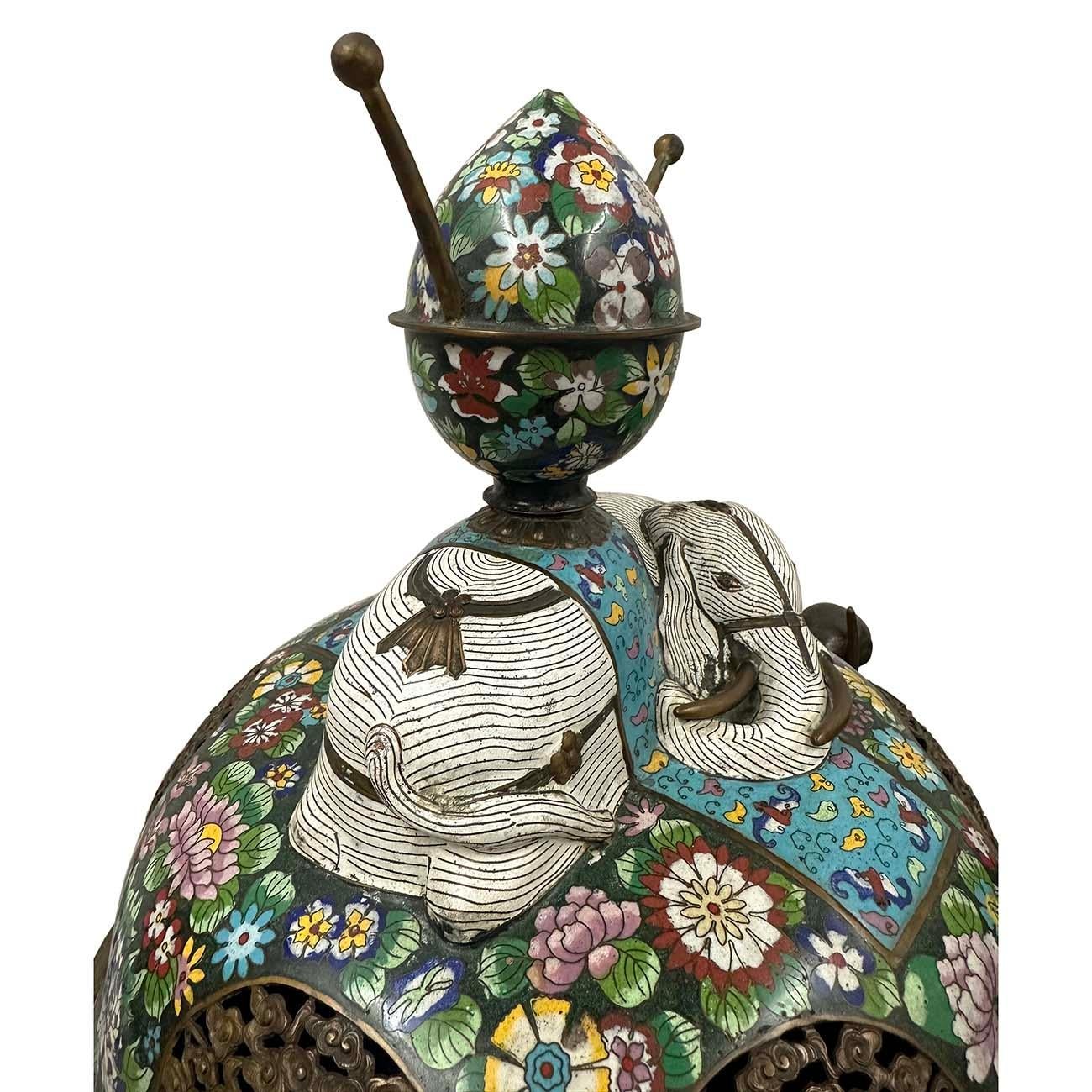 Early 20th Century Chinese Cloisonne Enameled Tripod Censor/Incense Burner For Sale 3
