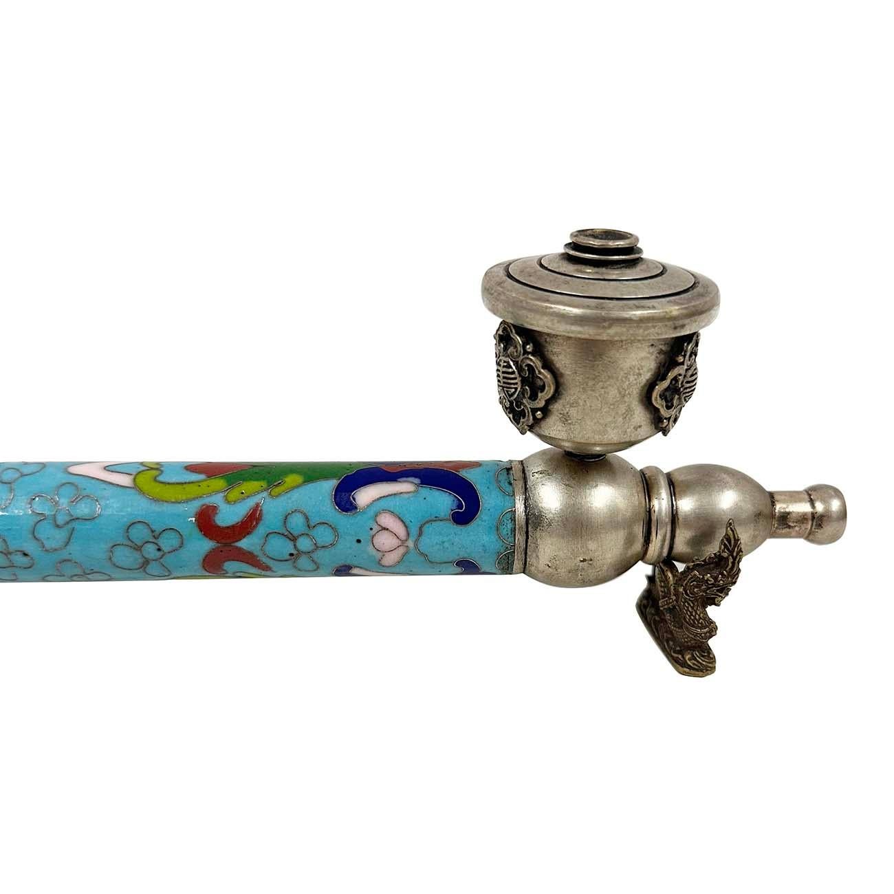 Early 20th Century Chinese Cloisonne Smoking Pipe For Sale 6