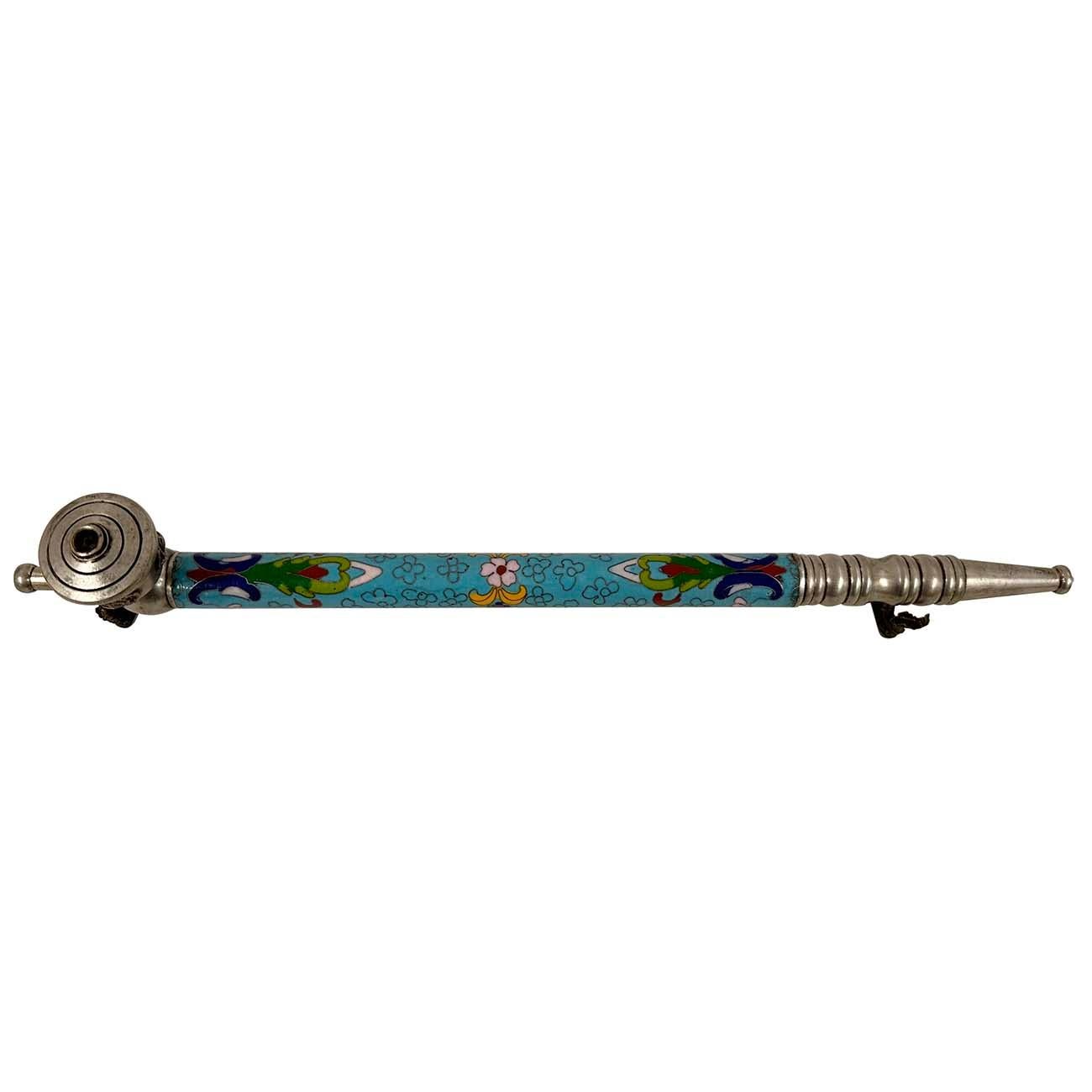 Metal Early 20th Century Chinese Cloisonne Smoking Pipe For Sale