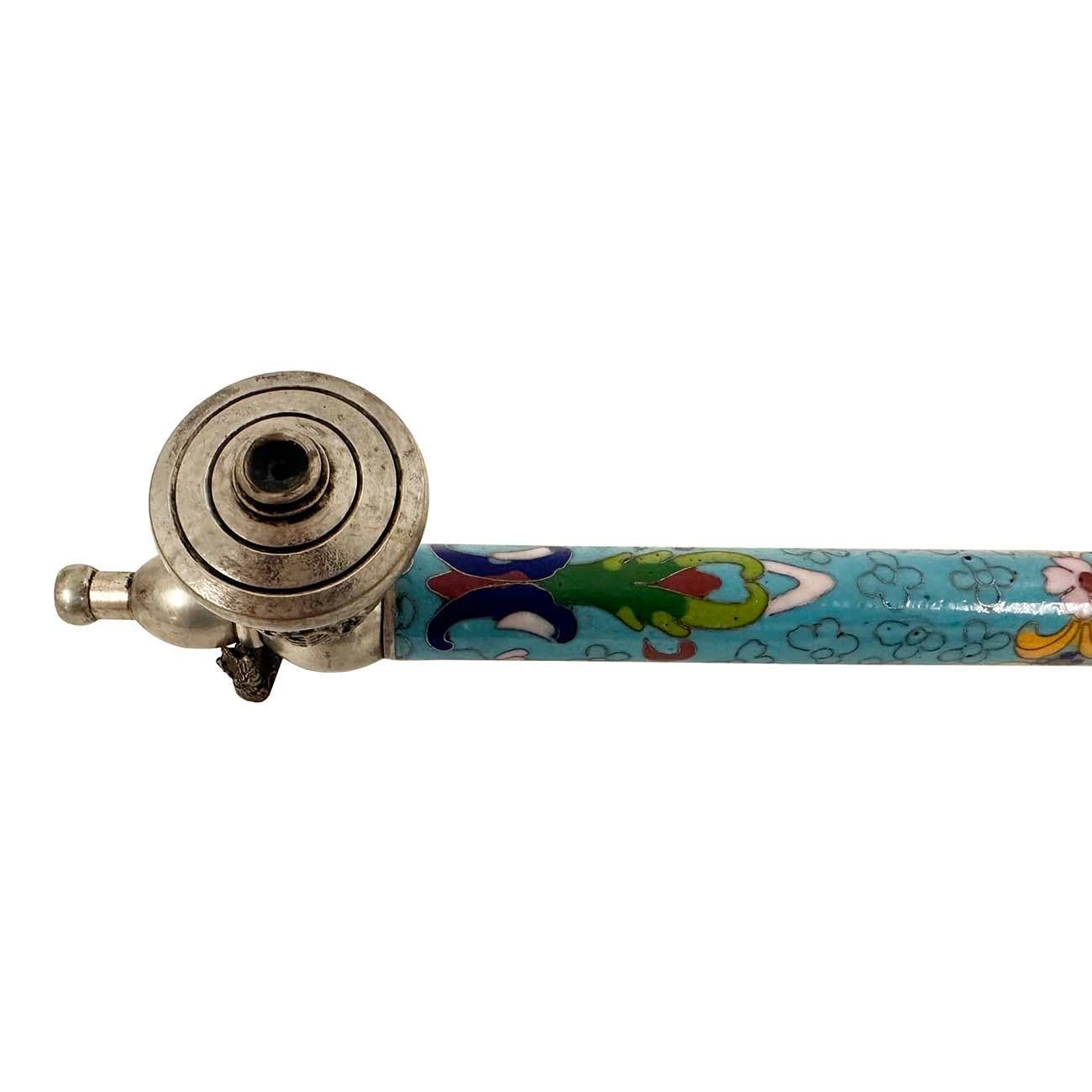 Early 20th Century Chinese Cloisonne Smoking Pipe For Sale 1