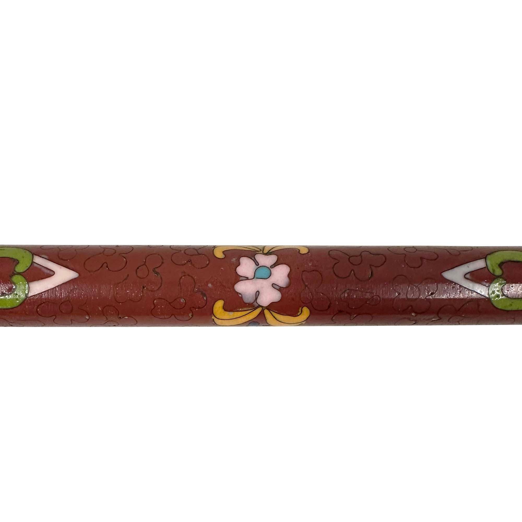 Rame Early 20th Century Chinese Cloisonne Smoking Pipe in vendita