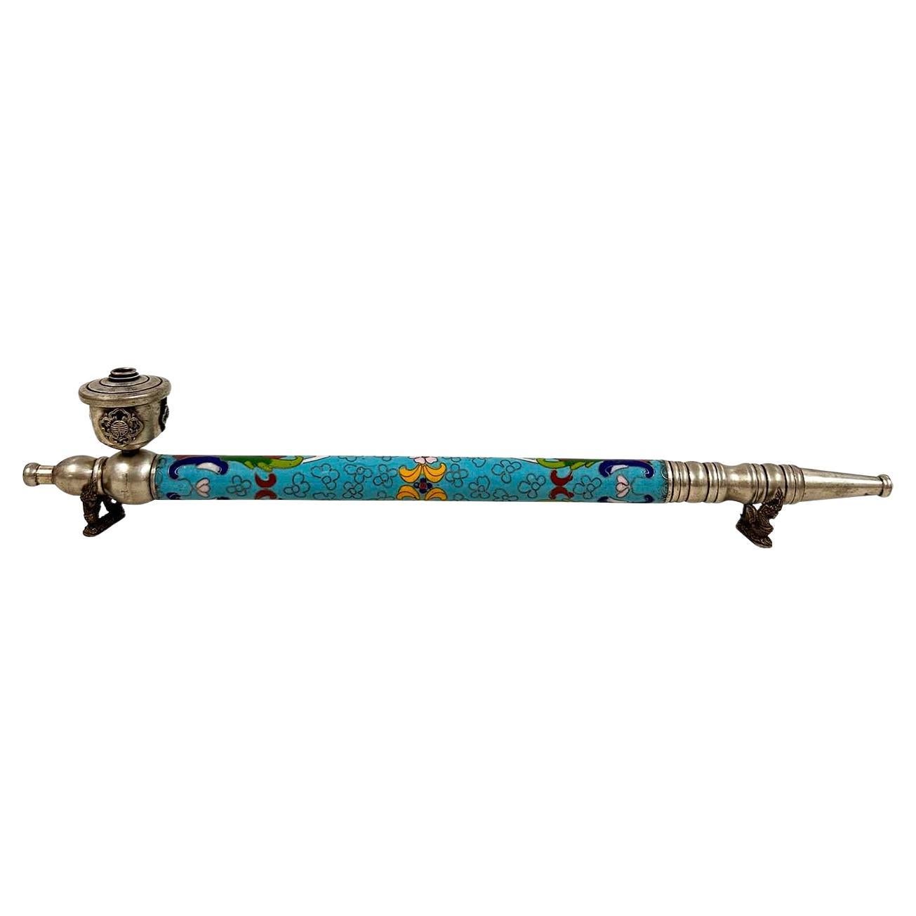 Early 20th Century Chinese Cloisonne Smoking Pipe For Sale