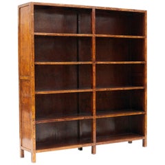 Early 20th Century Chinese Cognac Colored Lacquer Bookcase in Elmwood