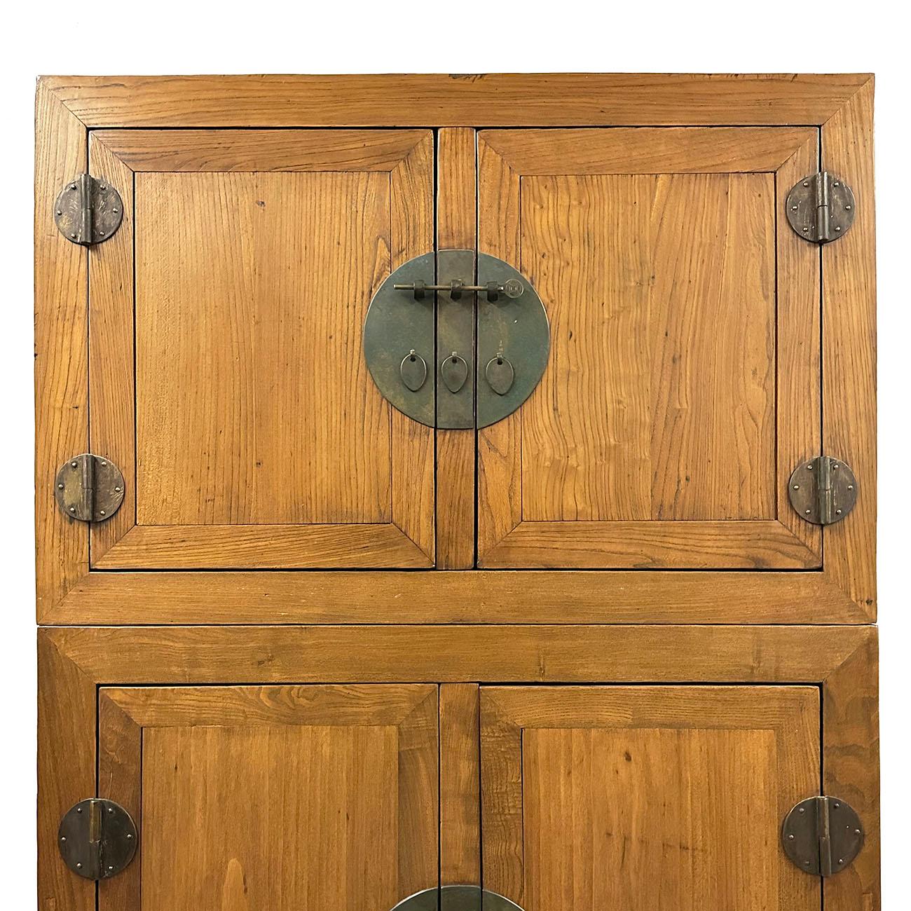 Wood Early 20th Century Chinese Compound Wedding Armoire/Wardrobe Description For Sale