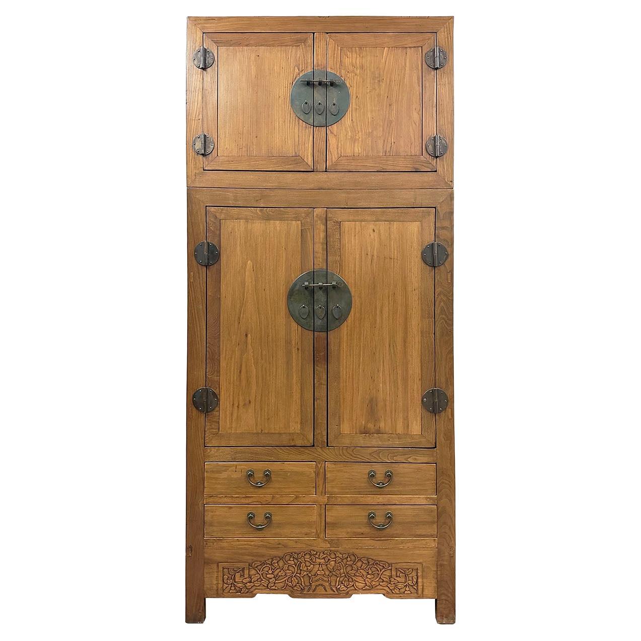 Early 20th Century Chinese Compound Wedding Armoire/Wardrobe Description For Sale