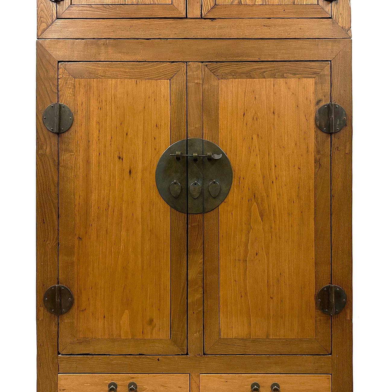 Wood Early 20th Century Chinese Compound Wedding Armoire/Wardrobe For Sale