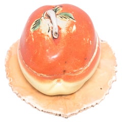 Antique Chinese Covered Porcelain Peach Box, c. 1900