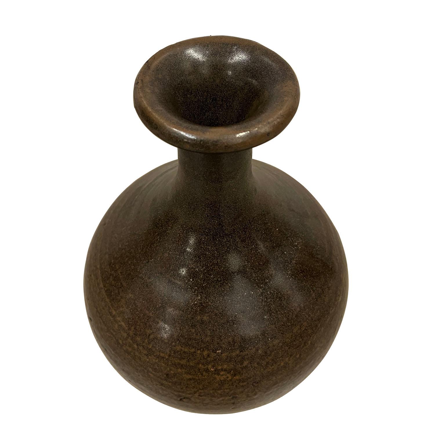 Chinese Export Early 20th Century Chinese Dark Brown Glaze Pottery Urn/Vase For Sale