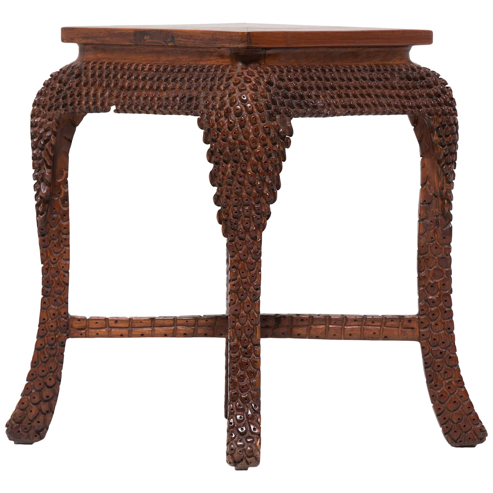 Chinese Dragon Scale Stool, c. 1900 For Sale