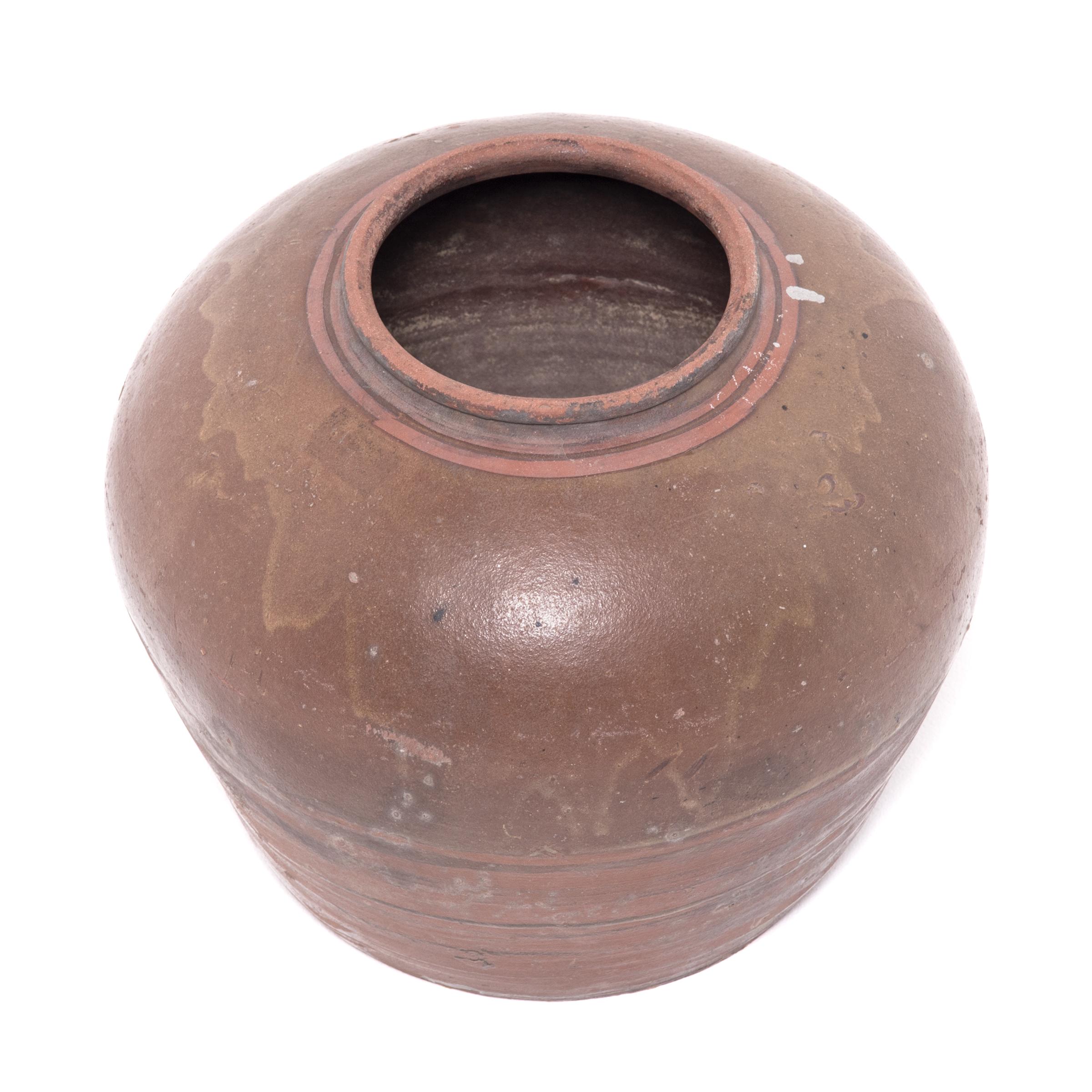 Glazed Chinese Brown Drip Glaze Vessel, c. 1900 For Sale